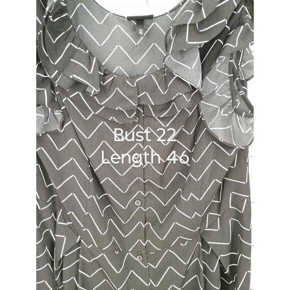 Who What Wear Black & White Chevron Ruffled Maxi Dress XL - Picture 5 of 8